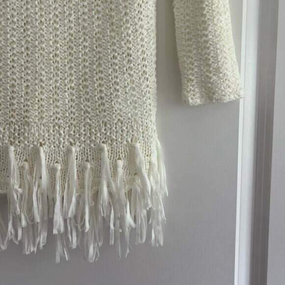 Lily‎ Pulitzer Women's Loose Knit Sweater with Fringe White Size XS - Picture 2 of 9